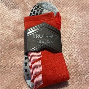 TruTread Grip Socks Red Gray Performance Comfort